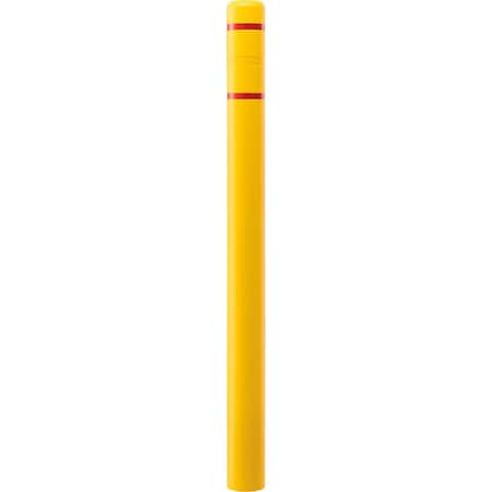 Global Industrial Bollard Post Sleeve, 4 D x 64 H, Yellow With Red Tape, HDPE 708407YR